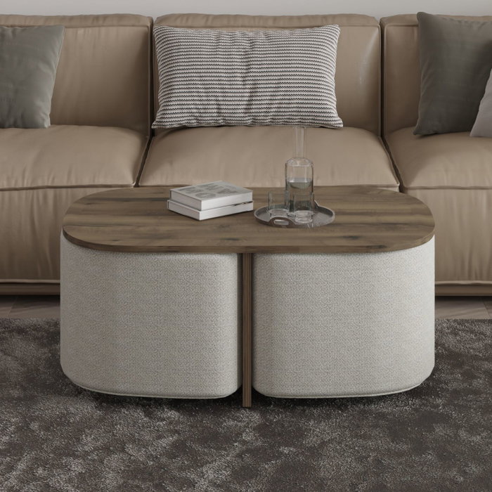 Hanah Home Twin Juego de mesas de café, Nogal antiguo
